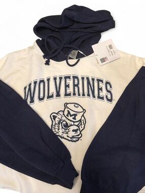 Wolverines Two-Tone Navy and White Hoodie Sweatshirt